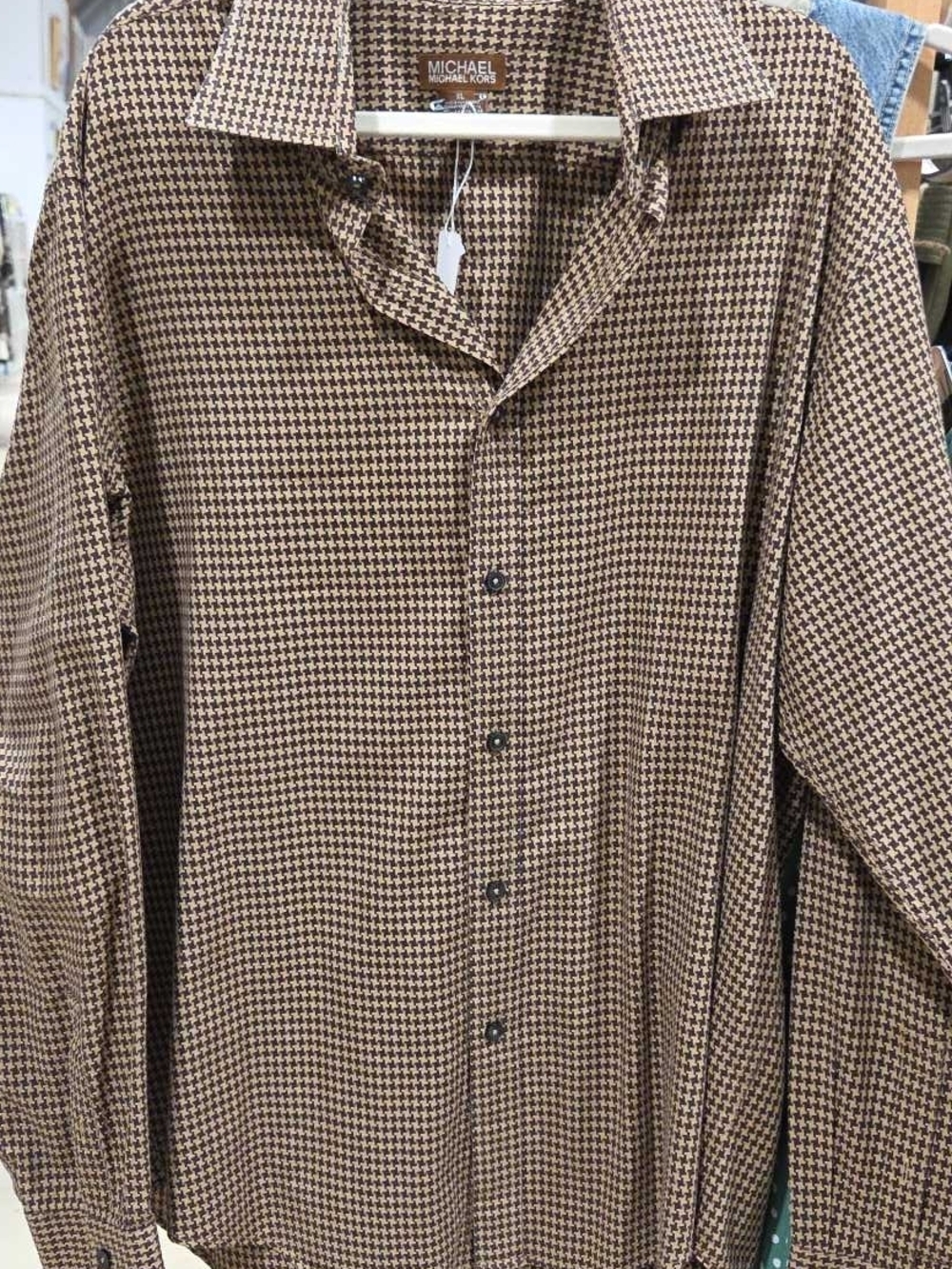Vintage Muchael by Michael Kors Brown and Black Houndstooth Button-Down Shirt
